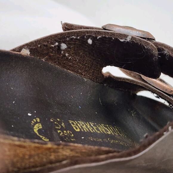 Birkenstock Sandals PARTS OR REPAIR 37EU 3US Slip On Arizona Brown Leather 240 - Picture 8 of 10